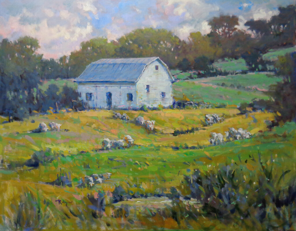 WHITE BARN IN SUMMER by Jim Rodgers - 24 x 30 in., o/b • $6,200