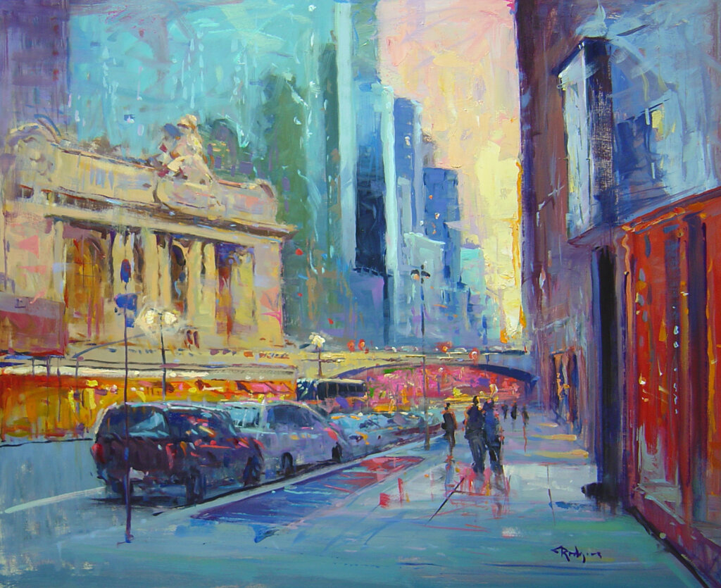 GRAND CENTRAL EVENING by Jim Rodgers - 20 x 24 inches, oil oil board • SOLD