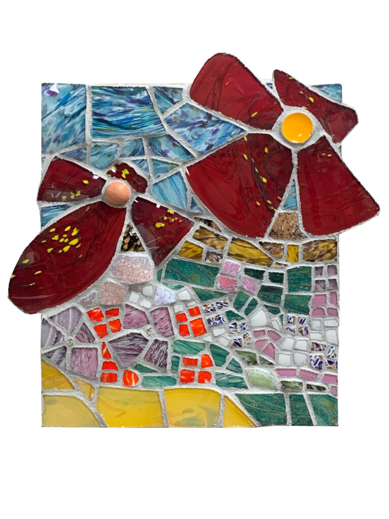 IN THE FULLNESS OF TIME by Jonathan Mandell - 24 x 23 x 3" glass wall mosaic • $3,600