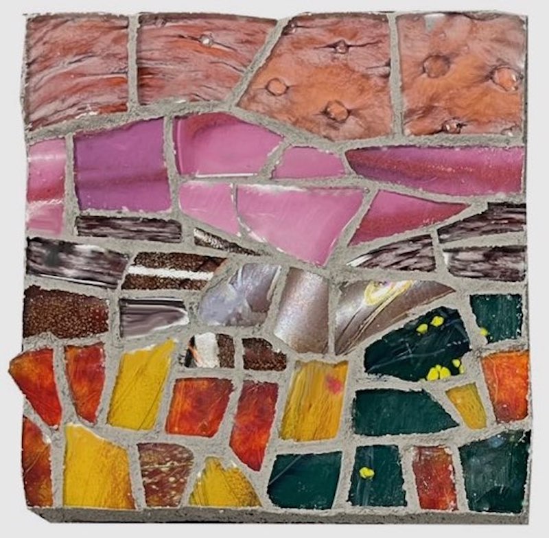 LANDSCAPE AT DUSK by Jonathan Mandell - 12 x 12 x 1.5" glass wall mosaic • $1,800