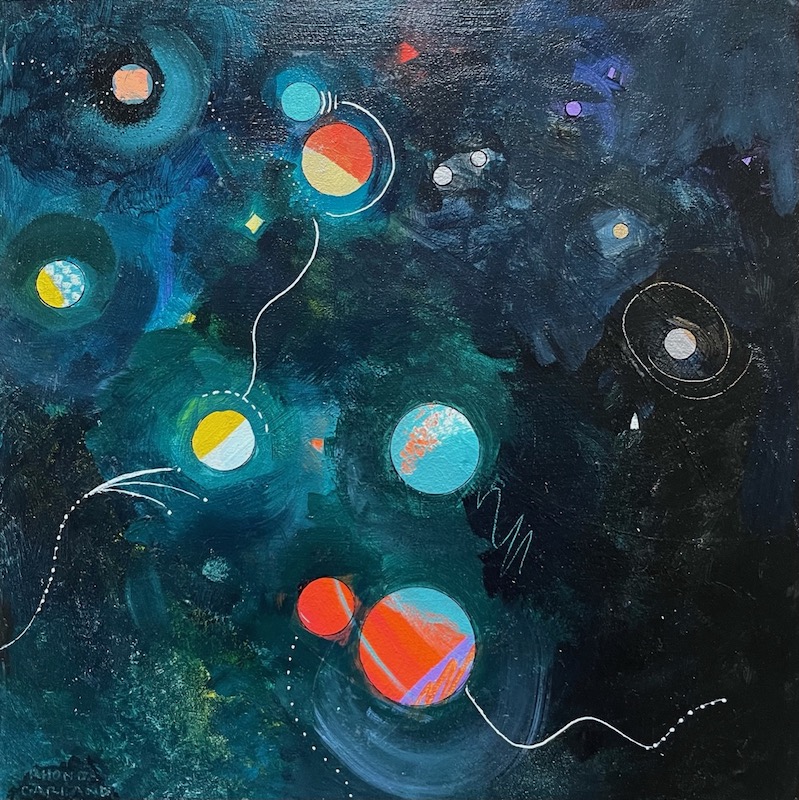 PLANETARY SHIFT II by Rhonda Garland - 12 inches square, acrylic on board • SOLD