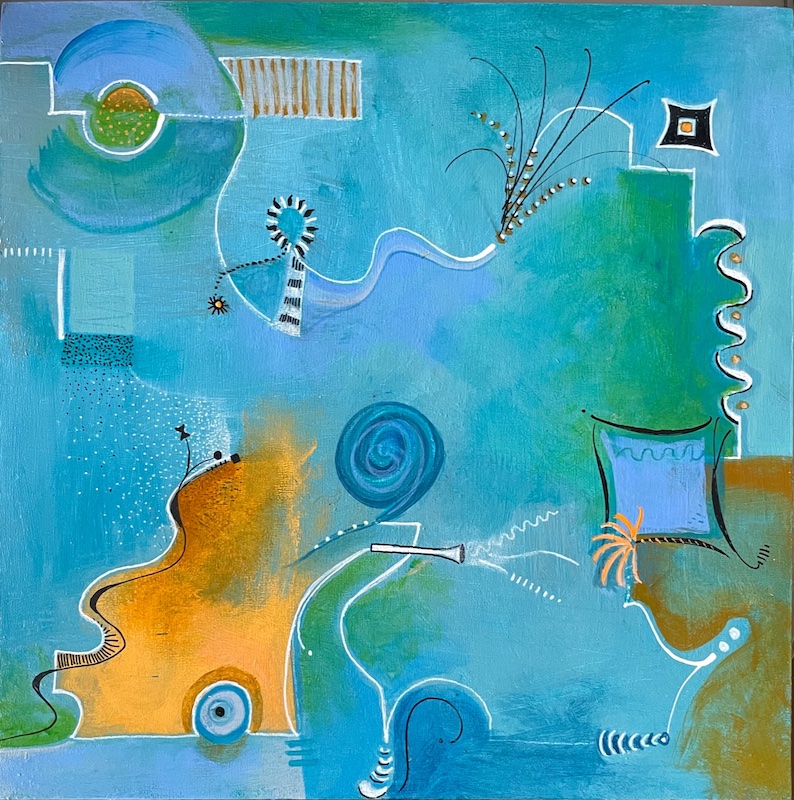 SERENDIPITY II by Rhonda Garland - 12 inches square, acrylic on board • $1,500