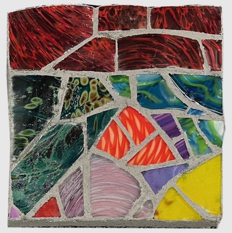 UNDER A RED SKY by Jonathan Mandell - 12 x 12 x 1.5" glass wall mosaic • $1,800