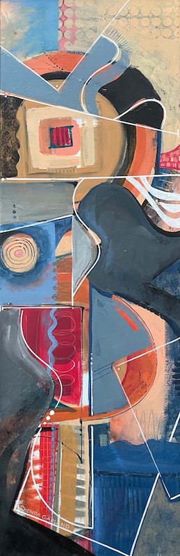GUITAR AND KEYBOARD by Rhonda Garland - 30 x 10 inches, acrylic on canvas • SOLD