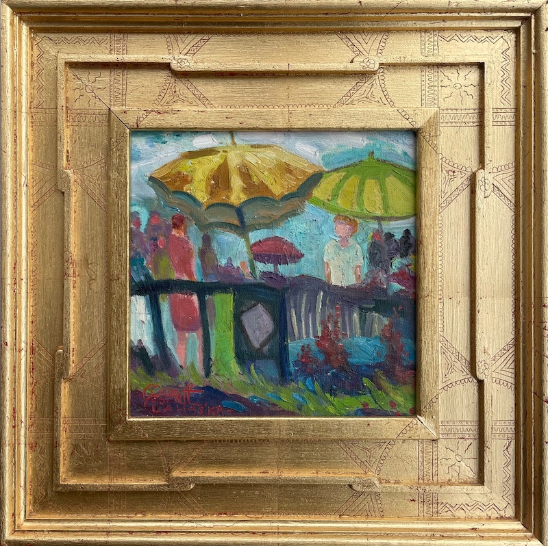 MARKET IN LAMBERTVILLE by Joseph Barrett - 10 inches square, oil on canvas • SOLD