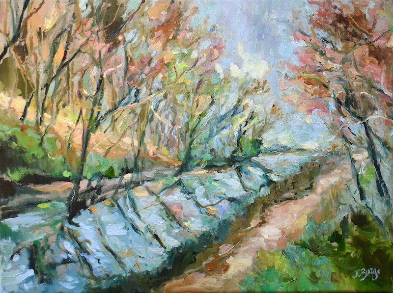 CANAL AFTER THE RAIN by Jean Childs Buzgo - 18 x 24 inches, oil on linen • $2,800