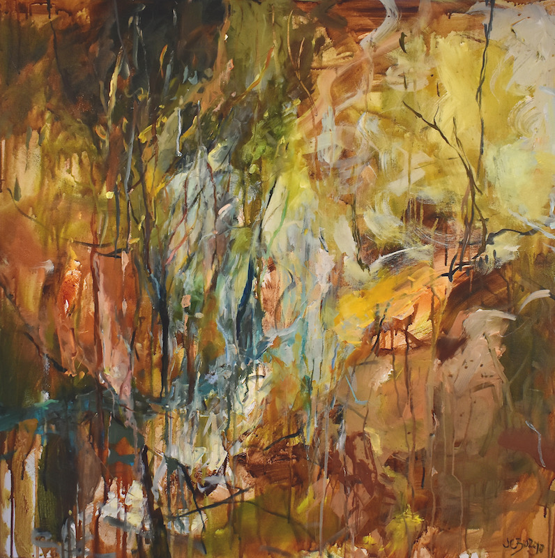 A FOREST III by Jean Childs Buzgo - 30 x 30 inches, mixed media on canvas • $5,500