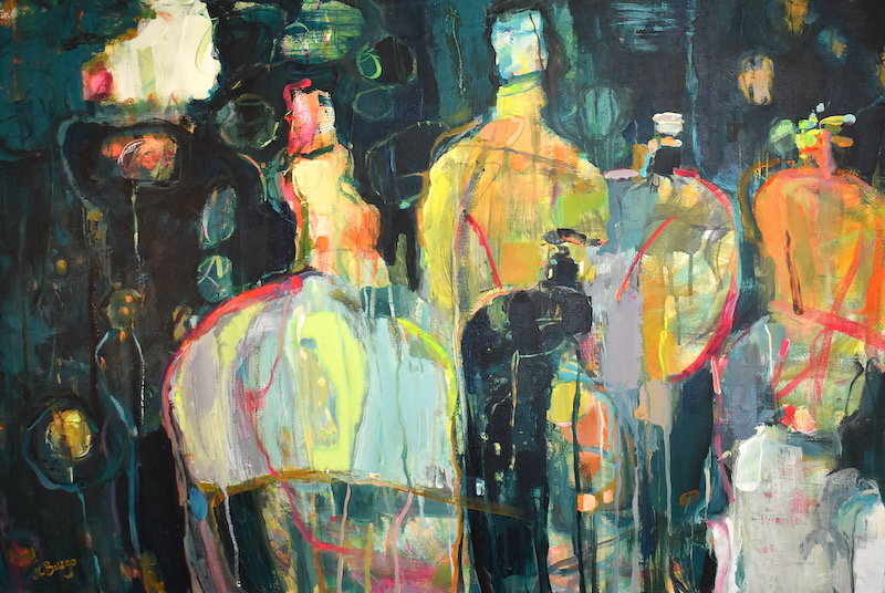 LATE NIGHT AT THE BAR by Jean Childs Buzgo - 24 x 36 in., acrylic on canvas • SOLD