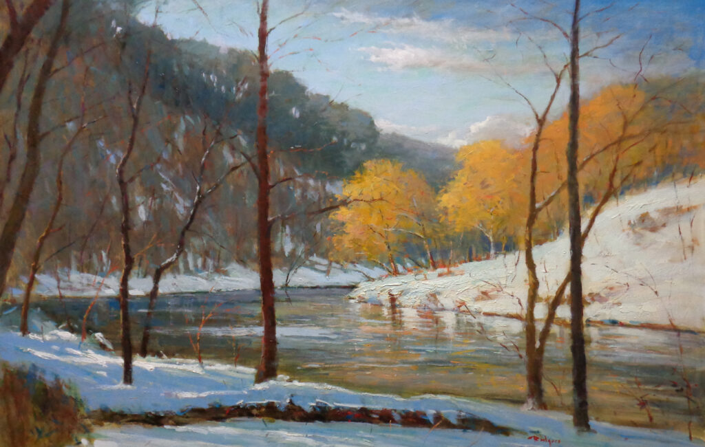 DAWN BREAKING, WINTER by Jim Rodgers - 24 x 36 inches, oil on board • $8,500