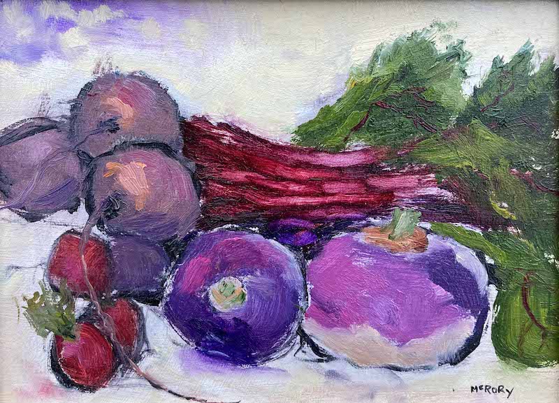 ROOT VEGETABLES by Desmond McRory - 6 x 8 in., o/b • SOLD