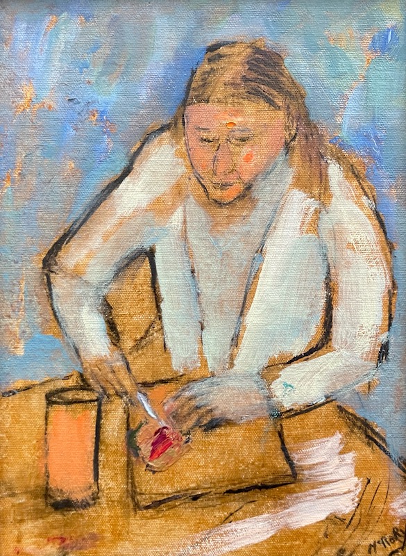 WOMAN AT BREAKFAST by Desmond McRory - 12 x 9 in., o/b • $1,300