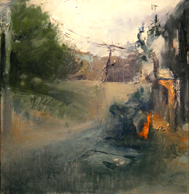 TWILIGHT by David Stier - 14 x 13.5 inches, oil on board, artist's signature frame • $3,200