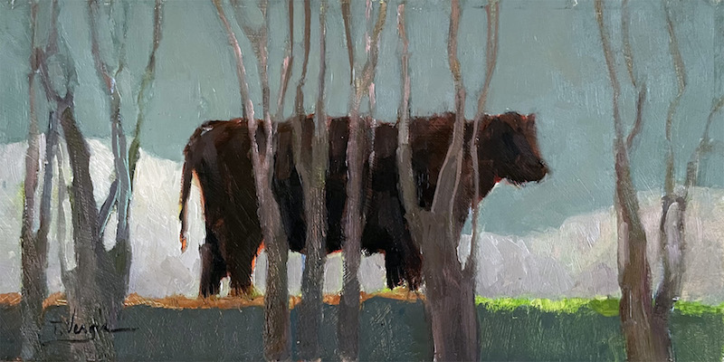 ANGUS IV  by Trisha Vergis - 7 x14 inches, oil on board • $1,700