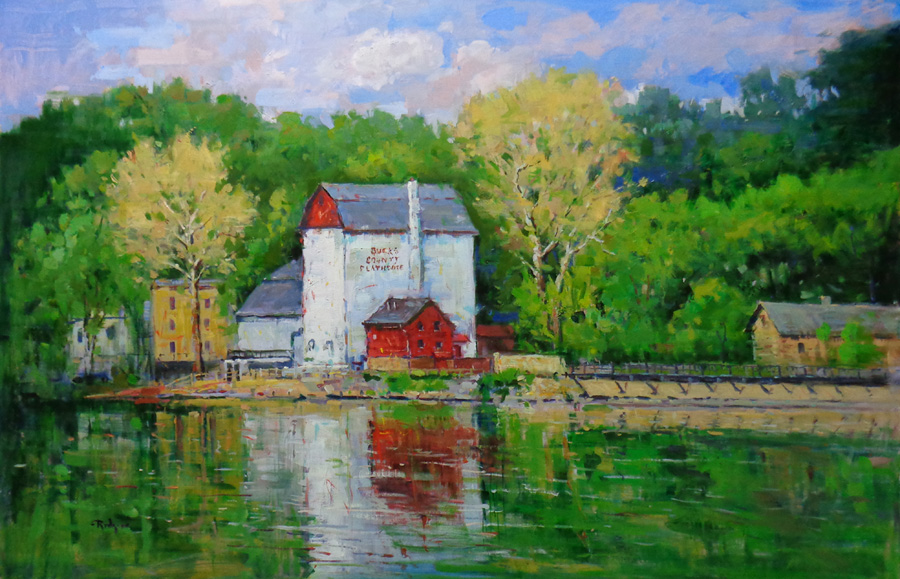 BUCKS COUNTY PLAYHOUSE  by Jim Rodgers - 24 x 36 inches., oil on board • $8,500