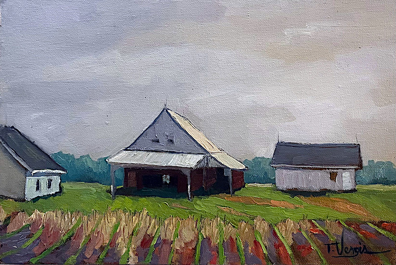 PATTERSON FARM EARLY MORNING by Trisha Vergis - 8 x 12 inches, oil on canvas, in custom David Madary frame • $1,600