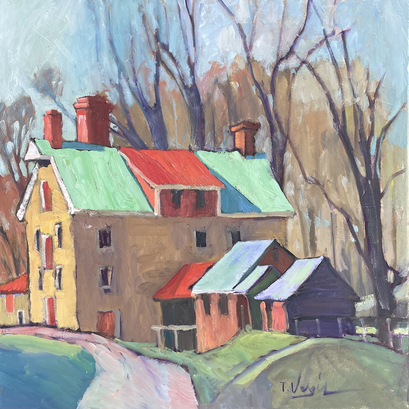 STOVER-MYERS MILL, TINICUM by Trisha Vergis - 20 x 20 inches, oil on canvas • SOLD