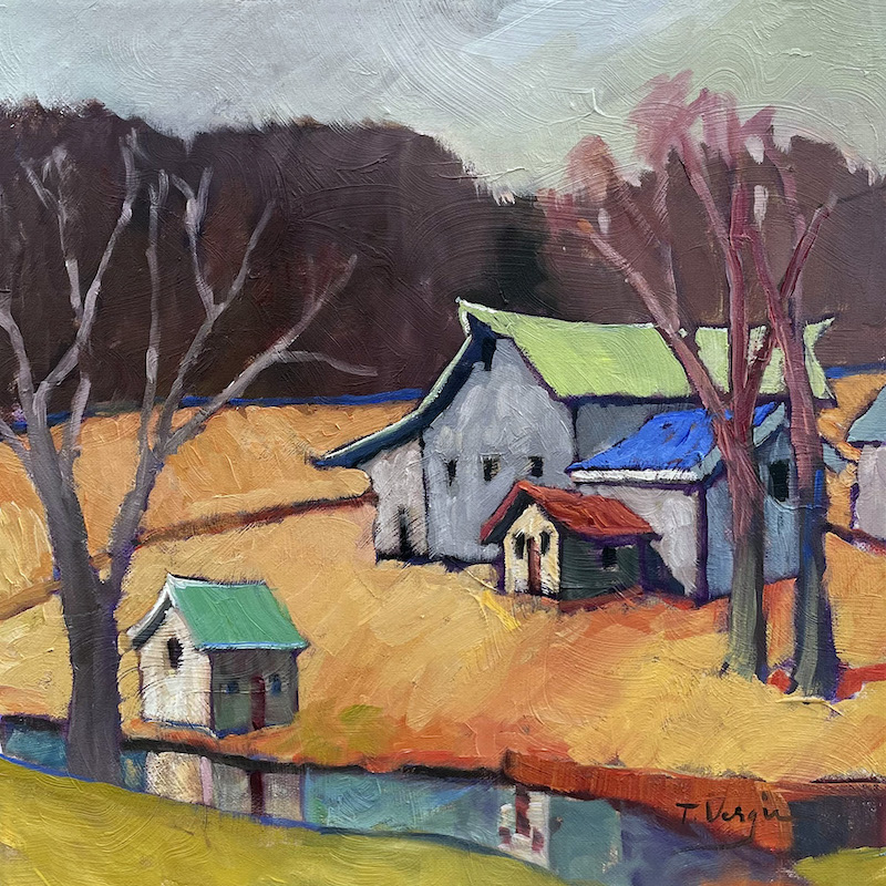 THE KIRK FARM, EST. 1731 by Trisha Vergis - 14 x 14 inches, oil on canvas • SOLD