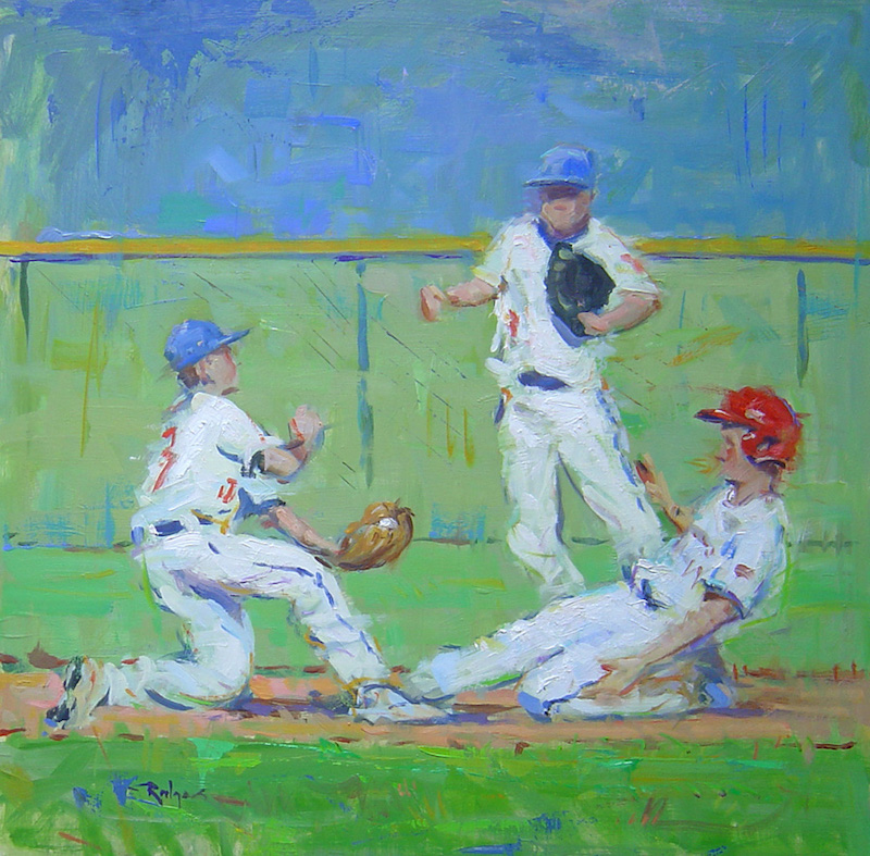 THE TAG by Jim Rodgers - 18 x 18 inches, oil on board • $4,300