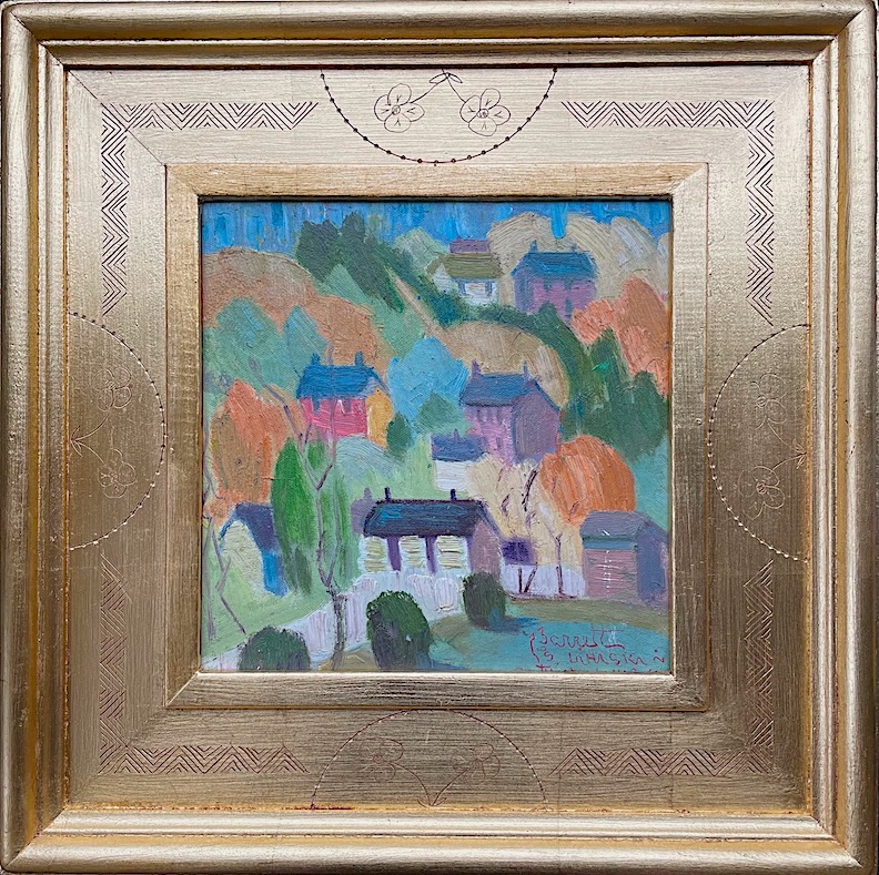 AUTUMN: LAHASKA by Joseph Barrett - 10 x 10 inches, oil on canvas board, shown in signature Barrett designed frame • SOLD