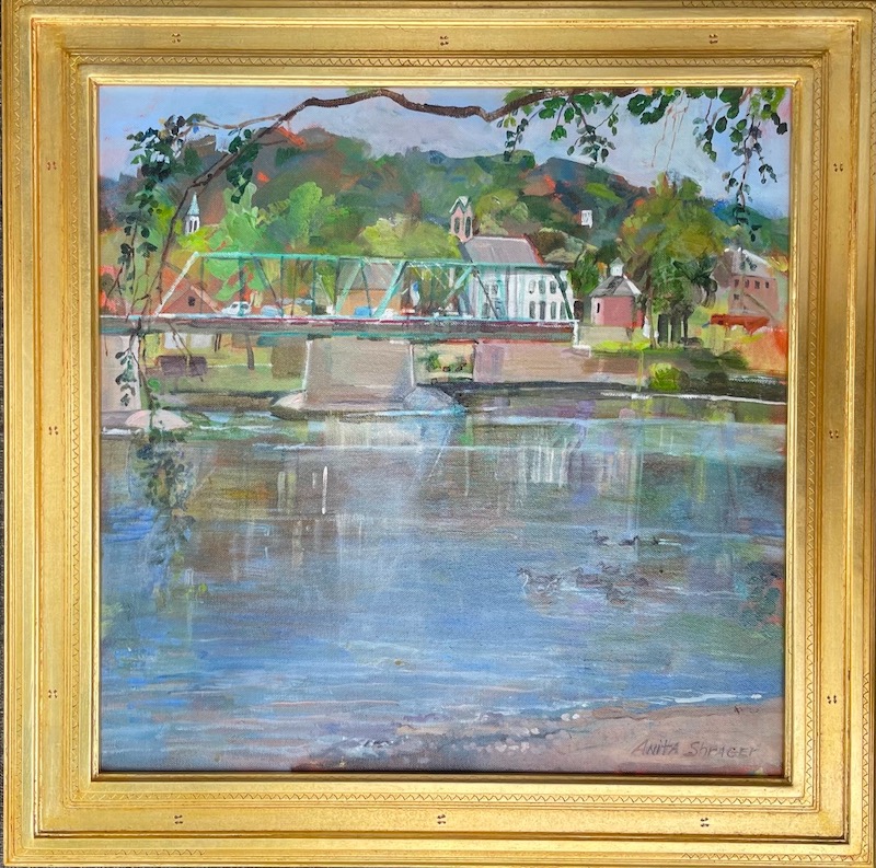 VIEW FROM LEWIS ISLAND by Anits Shrager - 20 x 20 inches, oil on canvas, in custom David Madary frame • $3,500
