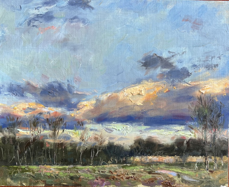 CLOUDS OVER SOLEBURY - 8 x 10 inches, oil on linen on board • SOLD