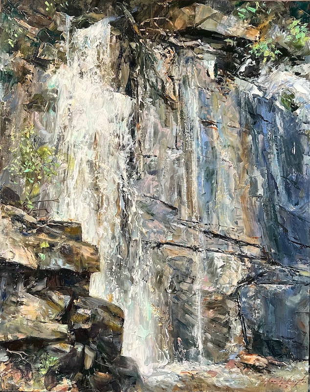 FALLS ON RIVER ROAD by Glenn Harrington - 20 x 16 inches, oil on linen on board • SOLD