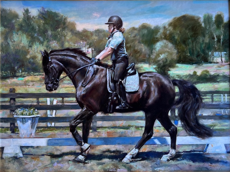A fine example of his commission work:  LIZ AND LEO by Glenn Harrington - 30 x 40 inches, oil on linen on board • NFS