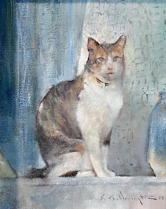 WINDOW CAT by Evan Harrington - 10 x 8 inches, oil on linen on board • SOLD