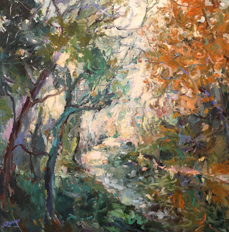 AUTUMN HAZE by Jean Childs Buzgo - 24 inches square, oil on board • SOLD