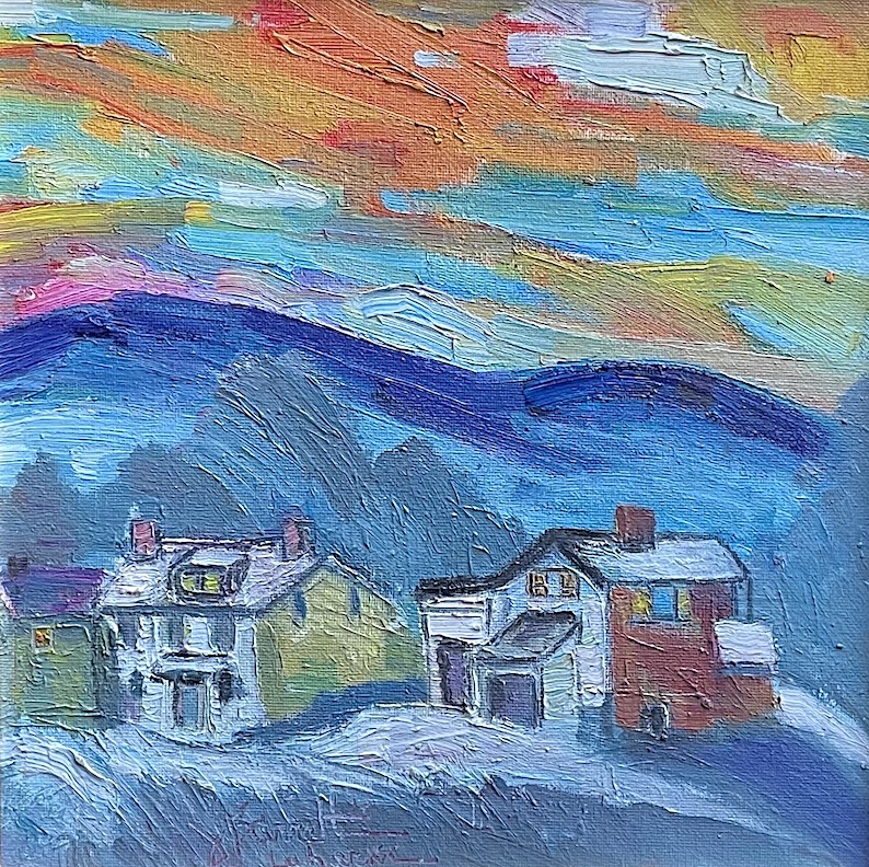 Just arrived:  BUCKINGHAM HILLS by Joseph Barrett - 12 inches square, oil on canvas board • $4,200