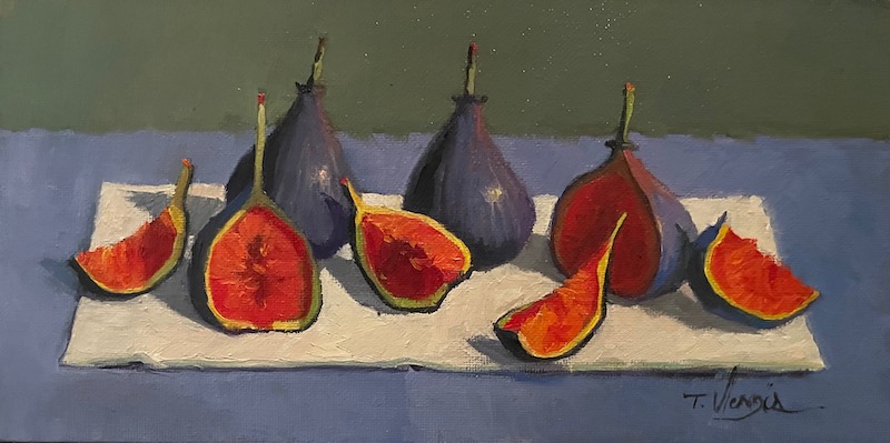 FOUR FIGS II by Trisha Vergis - 5.5 x 11 inches, oil on board • $1,300