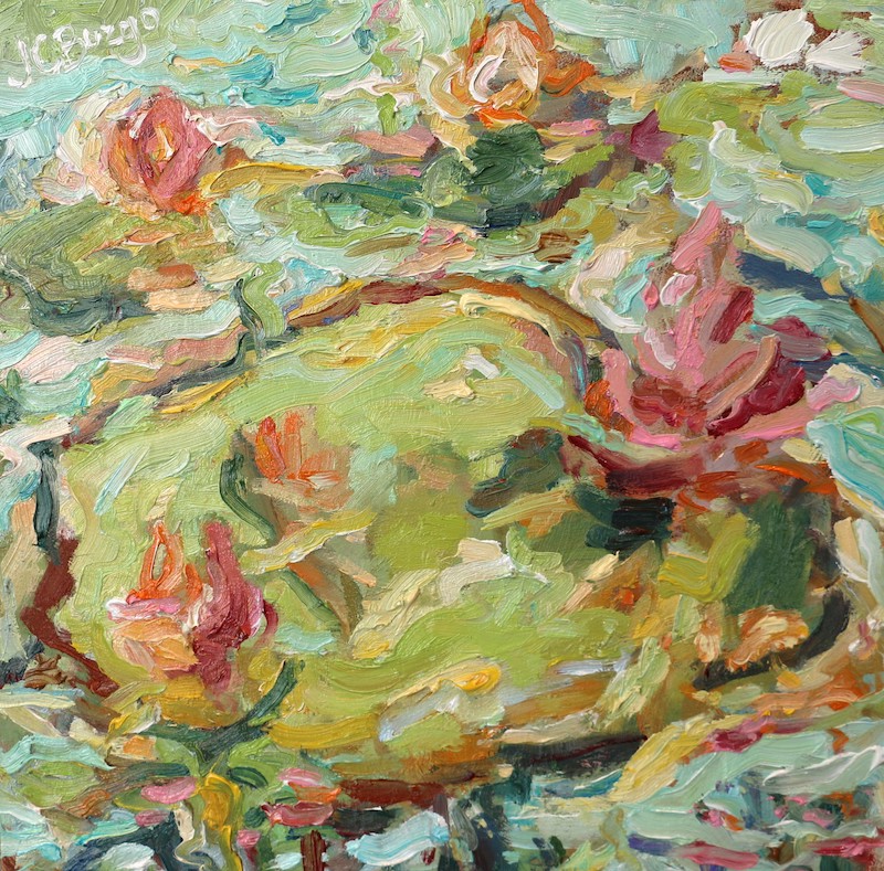 LITTLE LILES by Jean Childs Buzgo - 8 inches square, oil on board • $1,200