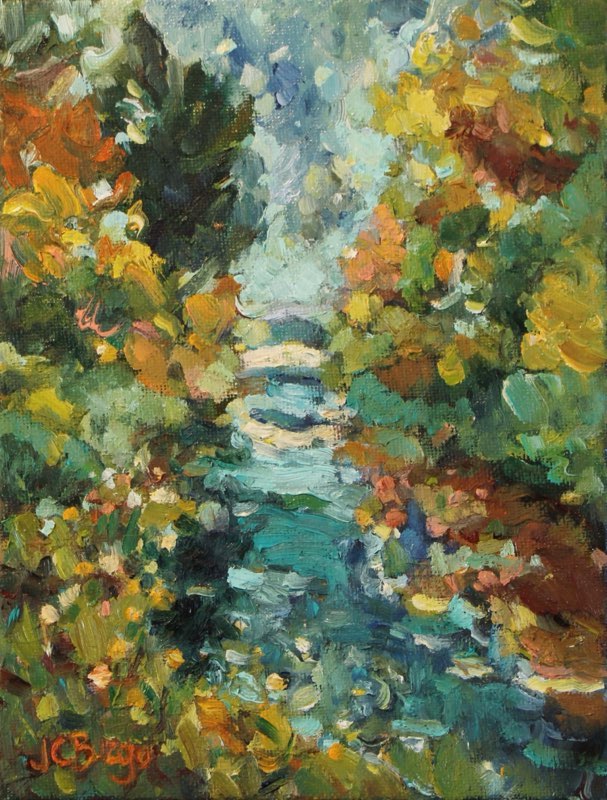 CANAL BLOSSOMS by Jean Childs Buzgo - 8 x 6 inches, oil on board • SOLD