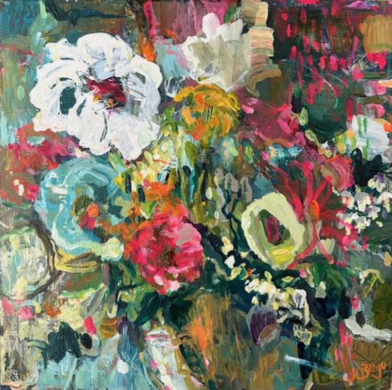SUMMER’S CLIPPINGS by Jean Childs Buzgo - 12 x 12 inches, acrylic on board • SOLD