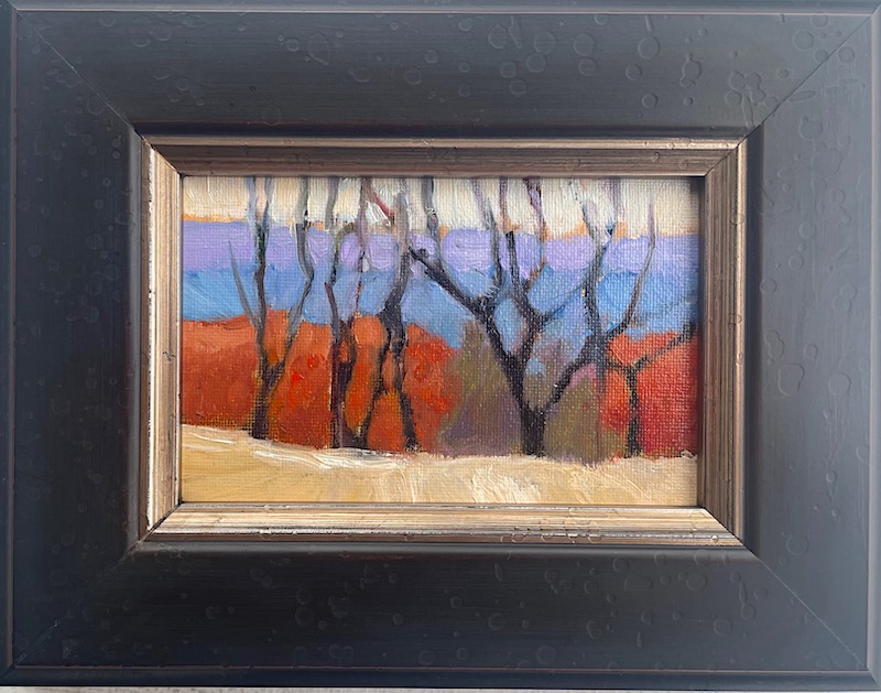 TOP OF THE HILL by Trisha Vergis - 4 x 6 inches, oil on canvas board • SOLD